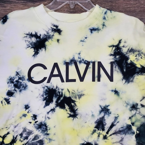 Calvin Klein Tie Dye Performance Stretch Cropped Athleisure Top Size Large - Picture 2 of 7